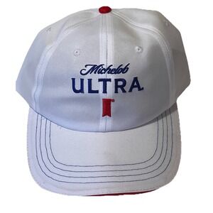 Michelob Ultra White Strapback Cap Hat – Adjustable Beer Promo Cap – NEW
